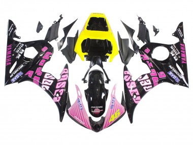 2006-2009 Yamaha YZF R6S Motorcycle Fairings - Yellow Pink Glossy Black Rossi Repsol 46 Australia