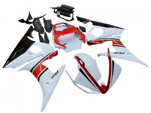 2006-2009 Yamaha YZF R6S Motorcycle Fairings - White Red Glossy Black Australia