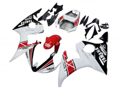 2006-2009 Yamaha YZF R6S Motorcycle Fairings - White Red Glossy Black Motul Australia
