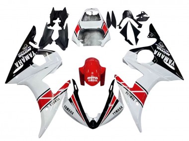 2006-2009 Yamaha YZF R6S Motorcycle Fairings - White Red Glossy Black Motul Australia