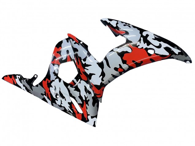 2006-2009 Yamaha YZF R6S Motorcycle Fairings - Black Red Grey Camouflage Australia