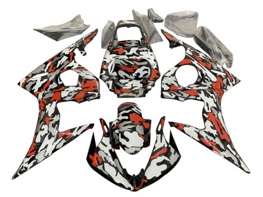 2006-2009 Yamaha YZF R6S Motorcycle Fairings - Black Red Grey Camouflage Australia