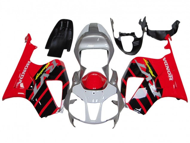 2000-2006 Honda VTR1000 Motorcycle Fairings - Silver Red Black Stripe Racing Australia