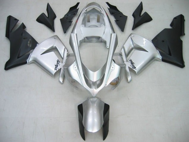 2004-2005 Kawasaki ZX10R Motorcycle Fairings - Glossy Silver Matte Black Australia