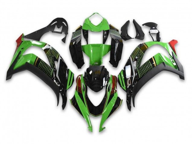 2016-2020 Kawasaki ZX10R Motorcycle Fairings - Green Glossy Black Red Honeycomb Australia