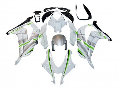 2016-2020 Kawasaki ZX10R Motorcycle Fairings - White Silver Green Stripe Australia