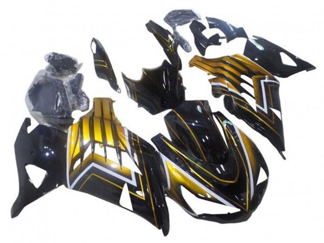 2012-2024 Kawasaki ZX14R ZZR1400 Motorcycle Fairings - Glossy Black Gold Stripe Australia