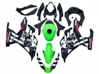 2018-2024 Kawasaki Ninja 400 Motorcycle Fairings - Green Black White Red Skull Australia