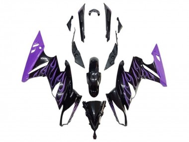 2009-2011 Kawasaki Ninja 650 EX650 Motorcycle Fairings - Glossy Black Purple Flame Australia