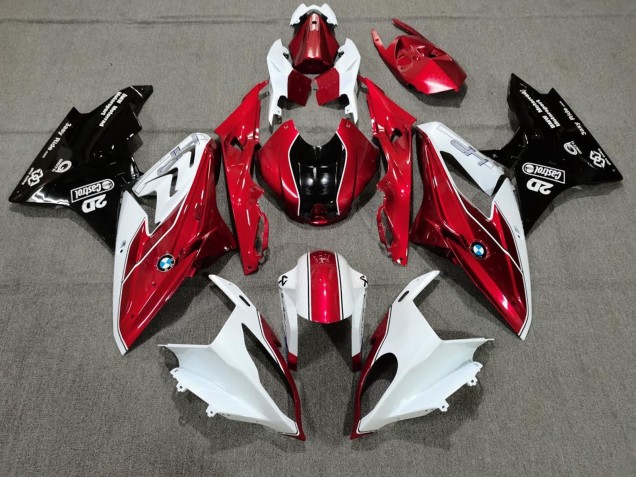 2009-2014 BMW S1000RR Motorcycle Fairings - White Red Glossy Black Castrol Australia