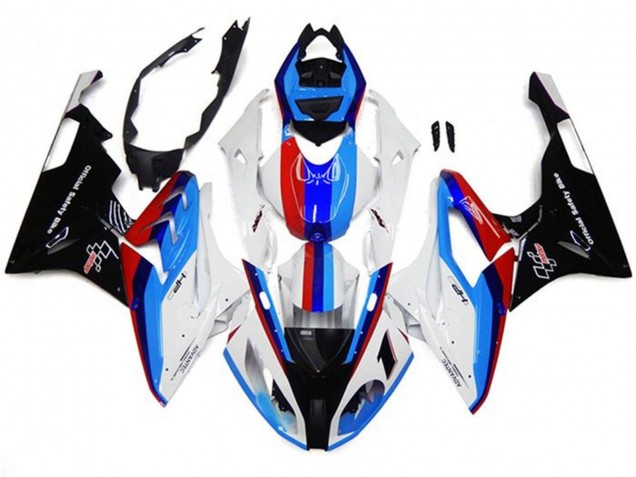 2017-2018 BMW S1000RR Motorcycle Fairings - White Blue Red Black Stripe Australia