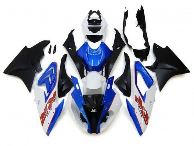 2017-2018 BMW S1000RR Motorcycle Fairings - White Blue Matte Black Pinstripe RR Australia