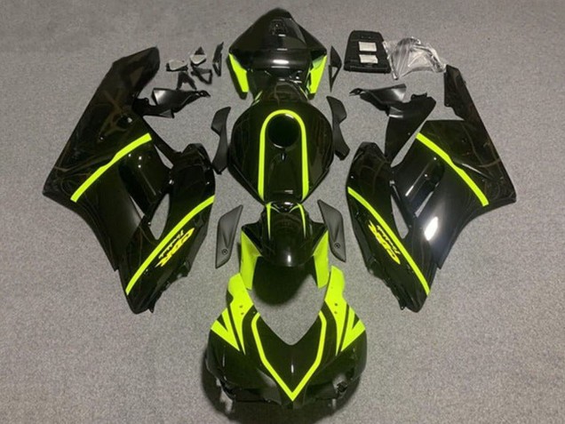 2004-2005 Honda CBR1000RR Motorcycle Fairings - Glossy Black High Viz Yellow Stripe Australia