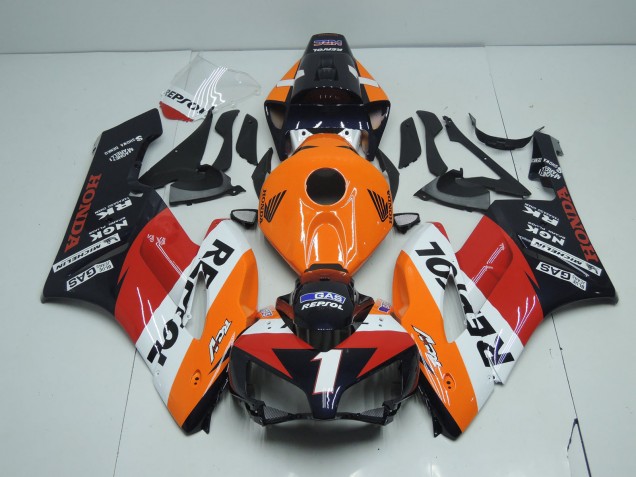 2004-2005 Honda CBR1000RR Motorcycle Fairings - Orange White Red Glossy Black Repsol RCV 1 Australia