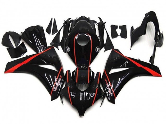 2008-2011 Honda CBR1000RR Motorcycle Fairings - Glossy Black Red Stripe Australia