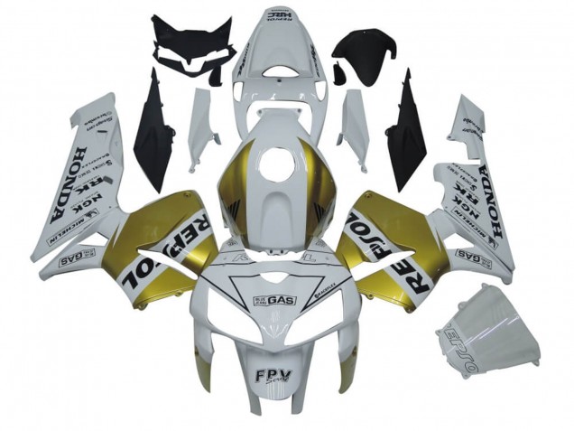 2005-2006 Honda CBR600RR Motorcycle Fairings - White Gold Repsol Australia
