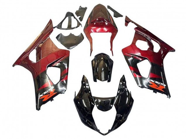 2003-2004 Suzuki GSXR 1000 Motorcycle Fairings - Red Glossy Black Australia