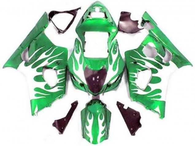 2003-2004 Suzuki GSXR 1000 Motorcycle Fairings - Green White Flame Australia