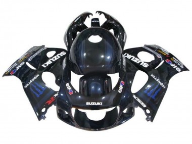 1996-2000 Suzuki GSXR 600 / GSXR 750 Motorcycle Fairings - Black Dark Blue Monster Australia