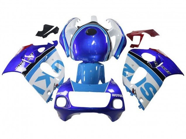 1996-2000 Suzuki GSXR 600 / GSXR 750 Motorcycle Fairings - White Blue Stripe Australia