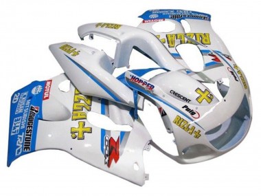 1996-2000 Suzuki GSXR 600 / GSXR 750 Motorcycle Fairings - White Blue Yellow Rizla Australia