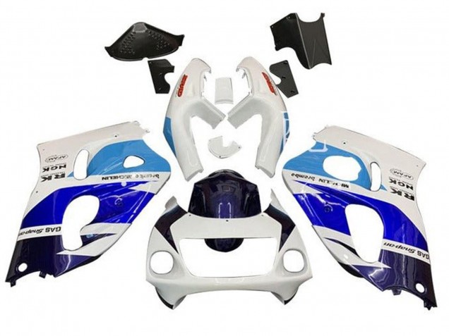 1996-2000 Suzuki GSXR 600 / GSXR 750 Motorcycle Fairings - White Triple Blue Australia