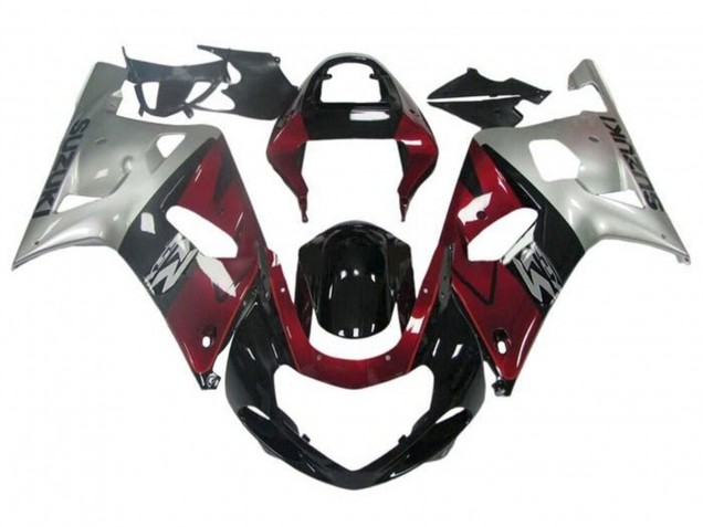 2001-2003 Suzuki GSXR 600 / GSXR 750 Motorcycle Fairing - Silver Red Glossy Black Australia
