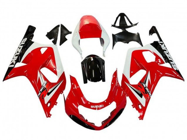 2001-2003 Suzuki GSXR 600 / GSXR 750 Motorcycle Fairings - Red White Glossy Black Australia