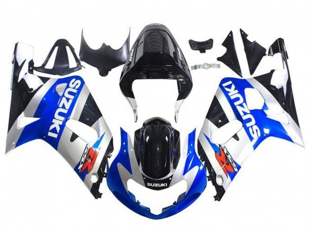 2001-2003 Suzuki GSXR 600 / GSXR 750 Motorcycle Fairings - Blue Silver Glossy Black Australia