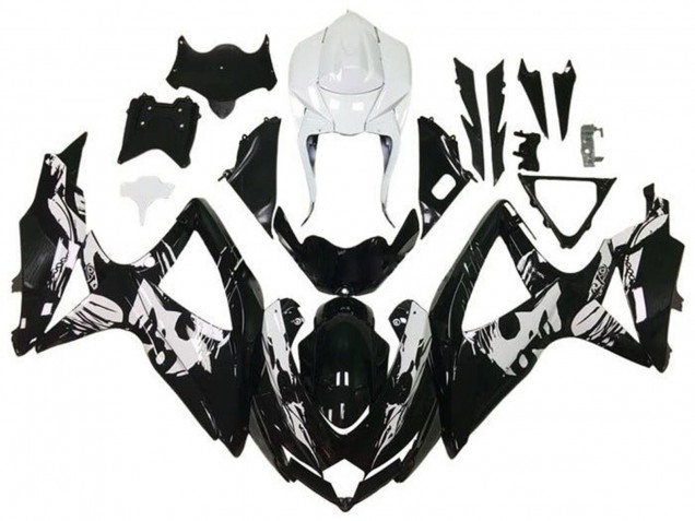 2008-2010 Suzuki GSXR 600 / GSXR 750 Motorcycle Fairings - White Glossy Black Leyla Australia