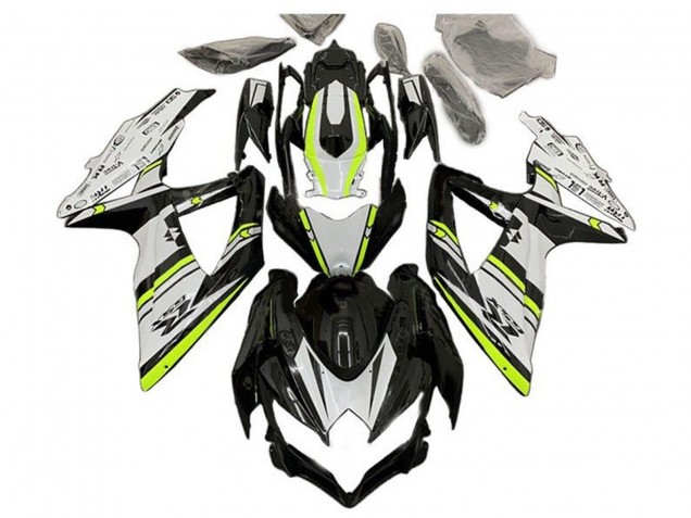 2008-2010 Suzuki GSXR 600 / GSXR 750 Motorcycle Fairings - White Green Glossy Black Australia
