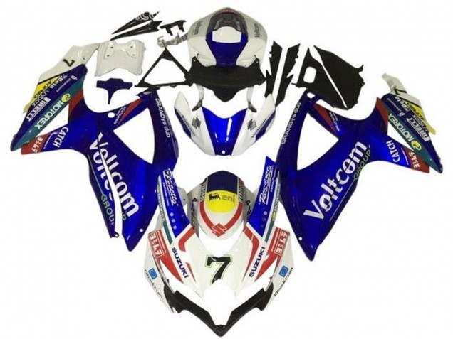 2008-2010 Suzuki GSXR 600 / GSXR 750 Motorcycle Fairings - White Blue Yellow Red Voltcom 7 Australia