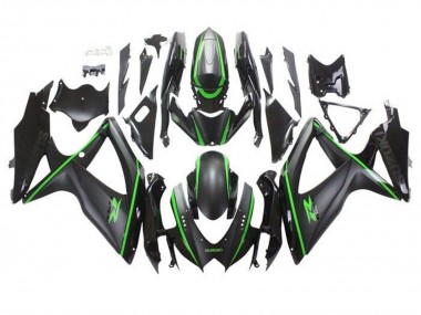 2008-2010 Suzuki GSXR 600 / GSXR 750 Motorcycle Fairings - Matte Black Green Stripe Australia