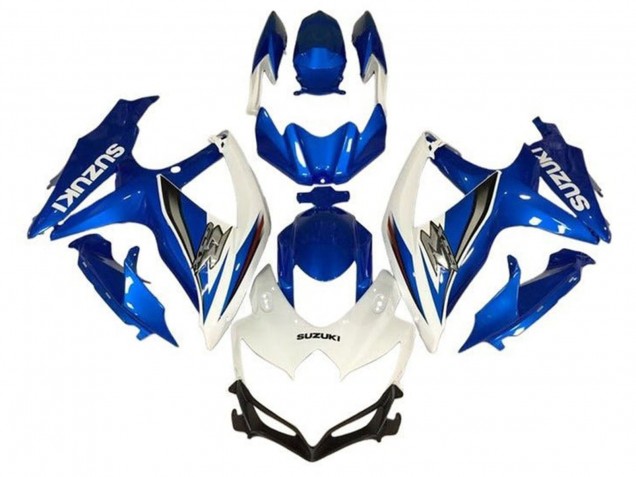 2008-2010 Suzuki GSXR 600 / GSXR 750 Motorcycle Fairings - White Blue Silver Australia