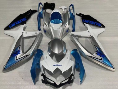 2008-2010 Suzuki GSXR 600 / GSXR 750 Motorcycle Fairings - White Silver Light Blue Black Australia