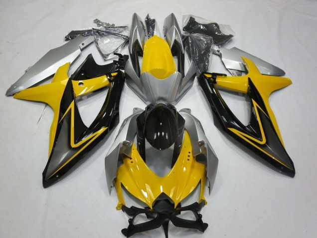 2008-2010 Suzuki GSXR 600 / GSXR 750 Motorcycle Fairings - Yellow Silver Grey Black Australia