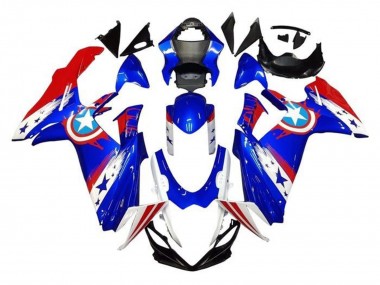 2011-2024 Suzuki GSXR 600 / GSXR 750 Motorcycle Fairings - Blue White Red Captain America Australia