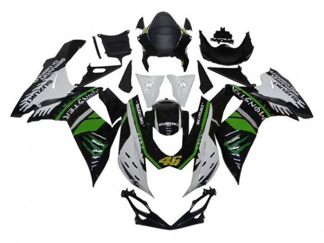2011-2024 Suzuki GSXR 600 / GSXR 750 Motorcycle Fairings - White Green Black Monster 46 Australia