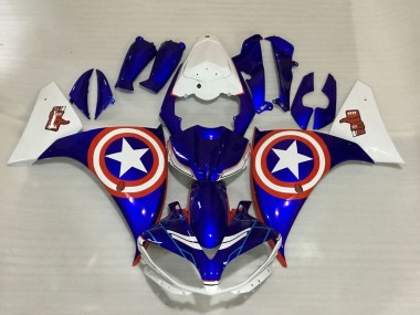 2009-2011 Yamaha YZF 1000 R1 Motorcycle Fairings - Blue White Red Star Captain America Australia