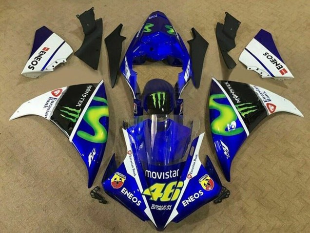 2009-2011 Yamaha YZF 1000 R1 Motorcycle Fairings - Blue White Black Green MoviStar Monster Australia