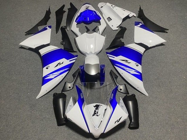 2012-2014 Yamaha YZF 1000 R1 Motorcycle Fairings - White Blue Black Silver Stripe Australia