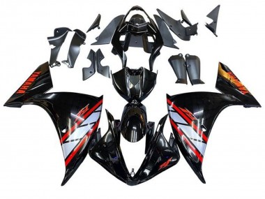 2012-2014 Yamaha YZF 1000 R1 Motorcycle Fairings - Glossy Black Silver Red Stripe Australia