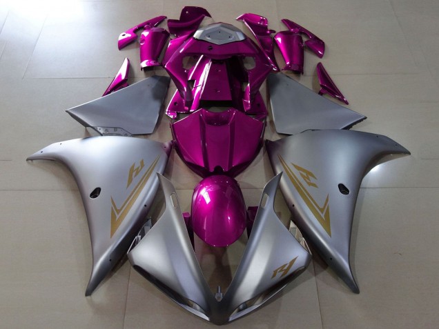 2012-2014 Yamaha YZF 1000 R1 Motorcycle Fairings - Matte Silver Pink Australia