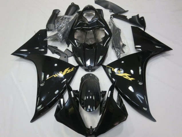 2012-2014 Yamaha YZF 1000 R1 Motorcycle Fairings - Glossy Black Gold Decals Australia