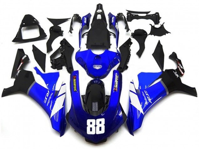 2015-2019 Yamaha YZF 1000 R1 Motorcycle Fairings - Blue White Glossy Black Akropovic Australia