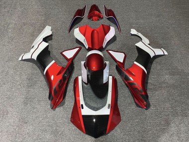 2015-2019 Yamaha YZF 1000 R1 Motorcycle Fairings - White Red Faux Carbon Fiber Australia