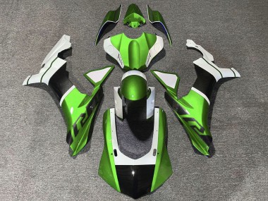 2015-2019 Yamaha YZF 1000 R1 Motorcycle Fairings - White Green Faux Carbon Fiber Australia