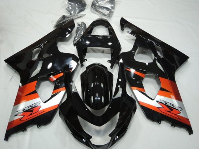 2004-2005 Suzuki GSXR 600 / GSXR 750 Motorcycle Fairings - Glossy Black Orange White with Decal Australia