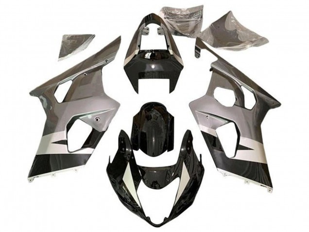 2004-2005 Suzuki GSXR 600 / GSXR 750 Motorcycle Fairings - Silver Glossy Black Australia