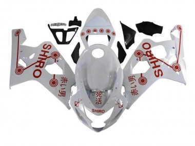 2004-2005 Suzuki GSXR 600 / GSXR 750 Motorcycle Fairings - White Red Shiro Australia
